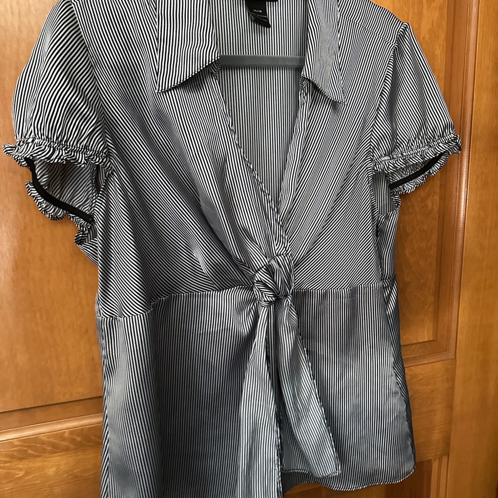 Lane Bryant Black and White Striped Blouse